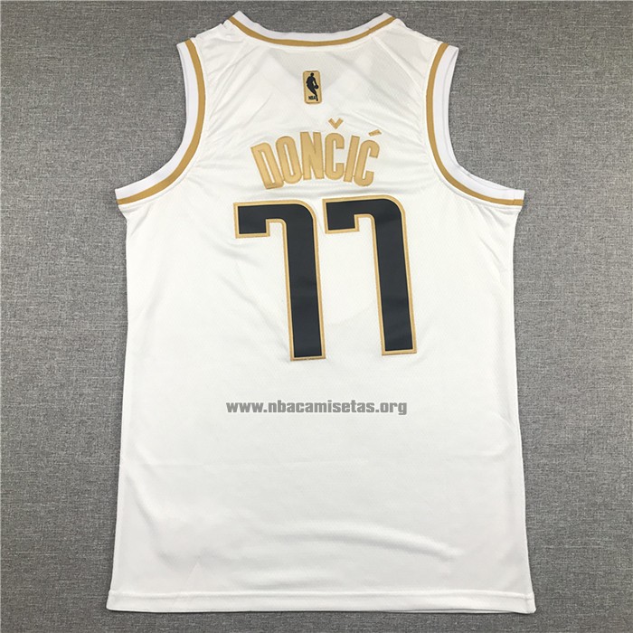 Camiseta Golden Edition Dallas Mavericks Luka Doncic NO 77 Blanco
